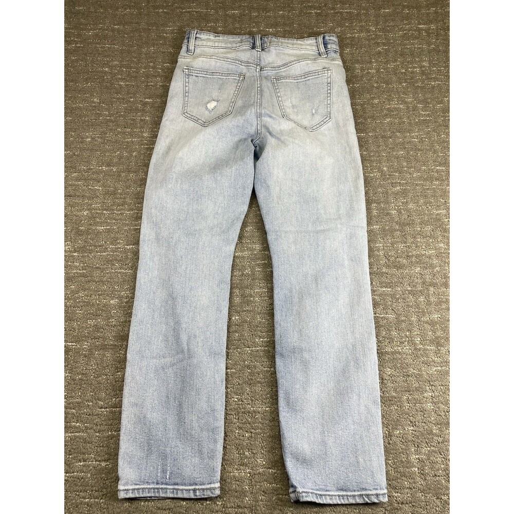 Eunina Tori women’s size 5 high rise mom Jean, crop light wash distressed jeans - Picture 2 of 11